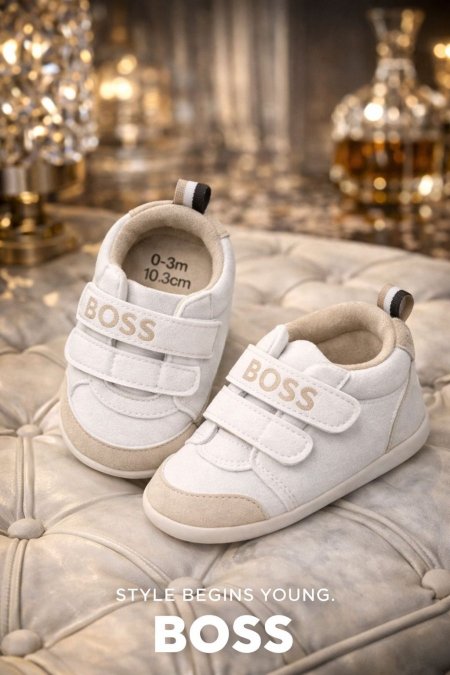 حذاء BOSS ابيض وبيج